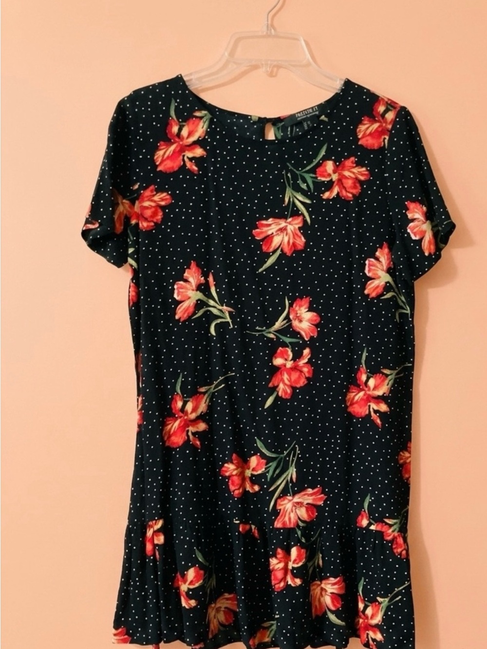 Forever 21 Floral Polka Dot Drop Waist Shift Dress